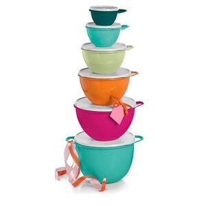 NEW (NIB) Tupperware Colorful Mixing Bowl Set with White Seals (LAST one)